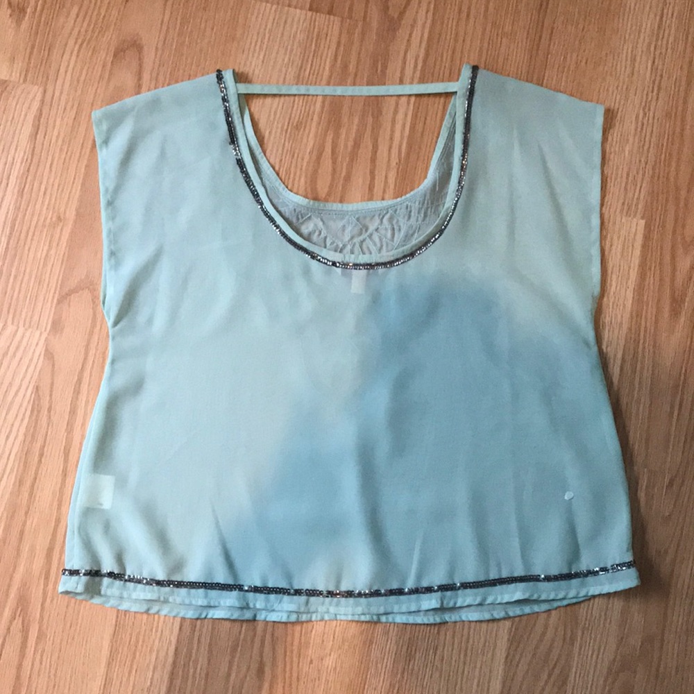 Beaded Mint Green Blouse - Picture 4 of 5